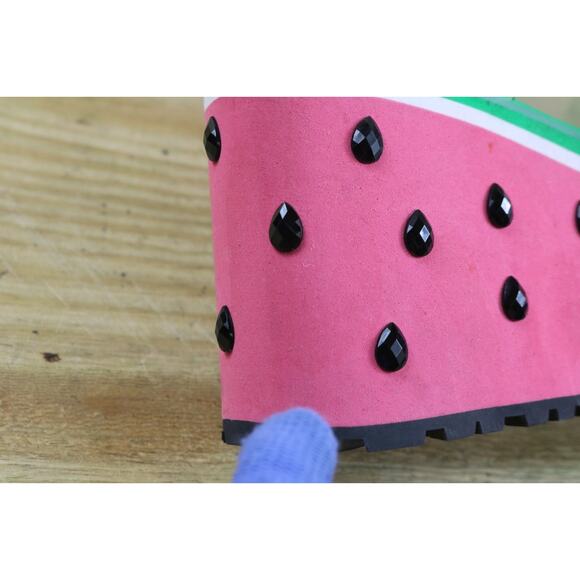 Sugar Thrillz Platform Jelly Shoes 9M WaterMelon Buckle 4.5" Slip Pon Jeweled - Picture 13 of 14